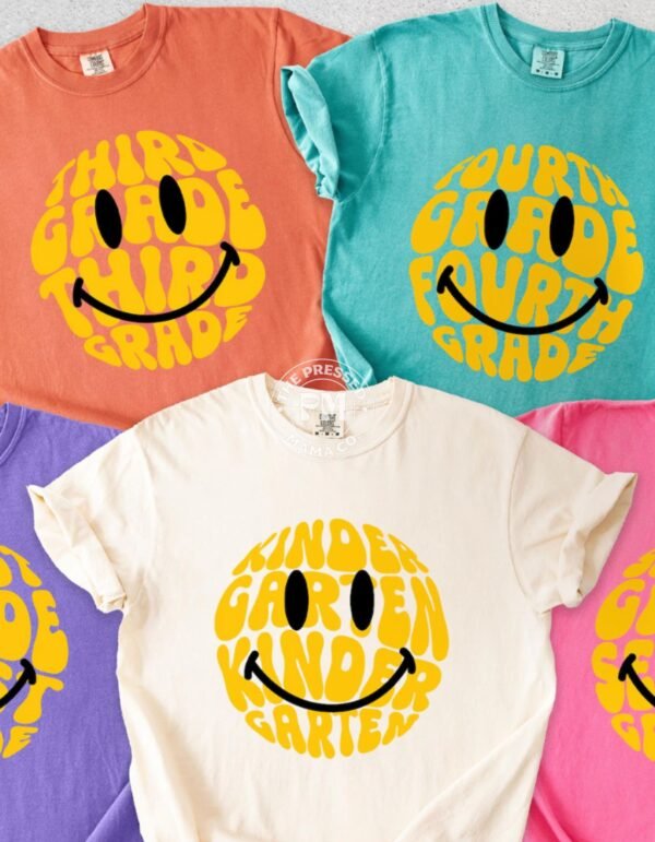 Tshirt Mockups-5 Smiley Face Grade Level (kinder-6th) (youth & adult)