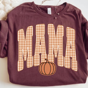 Gingham MAMA w/Pumpkin
